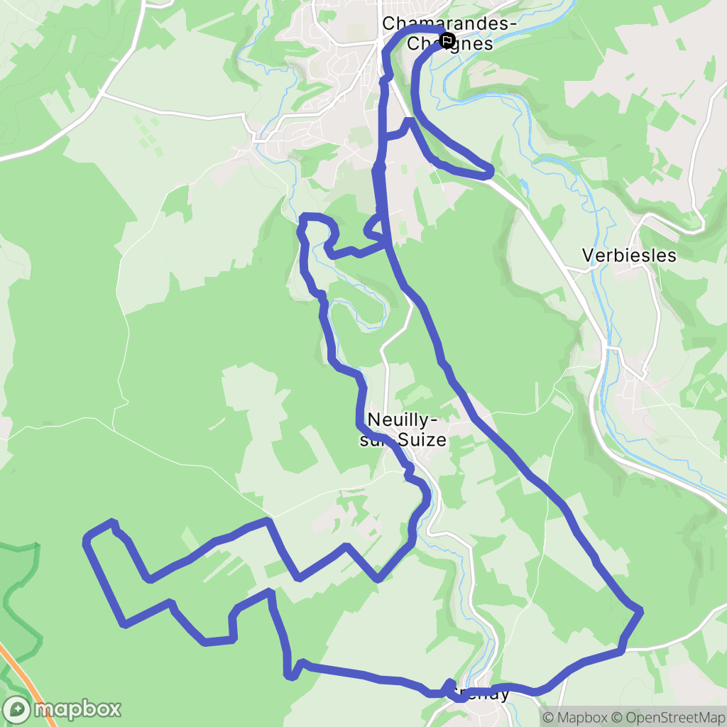Chamarandes-Choignes : carte du parcours de randonnée - France