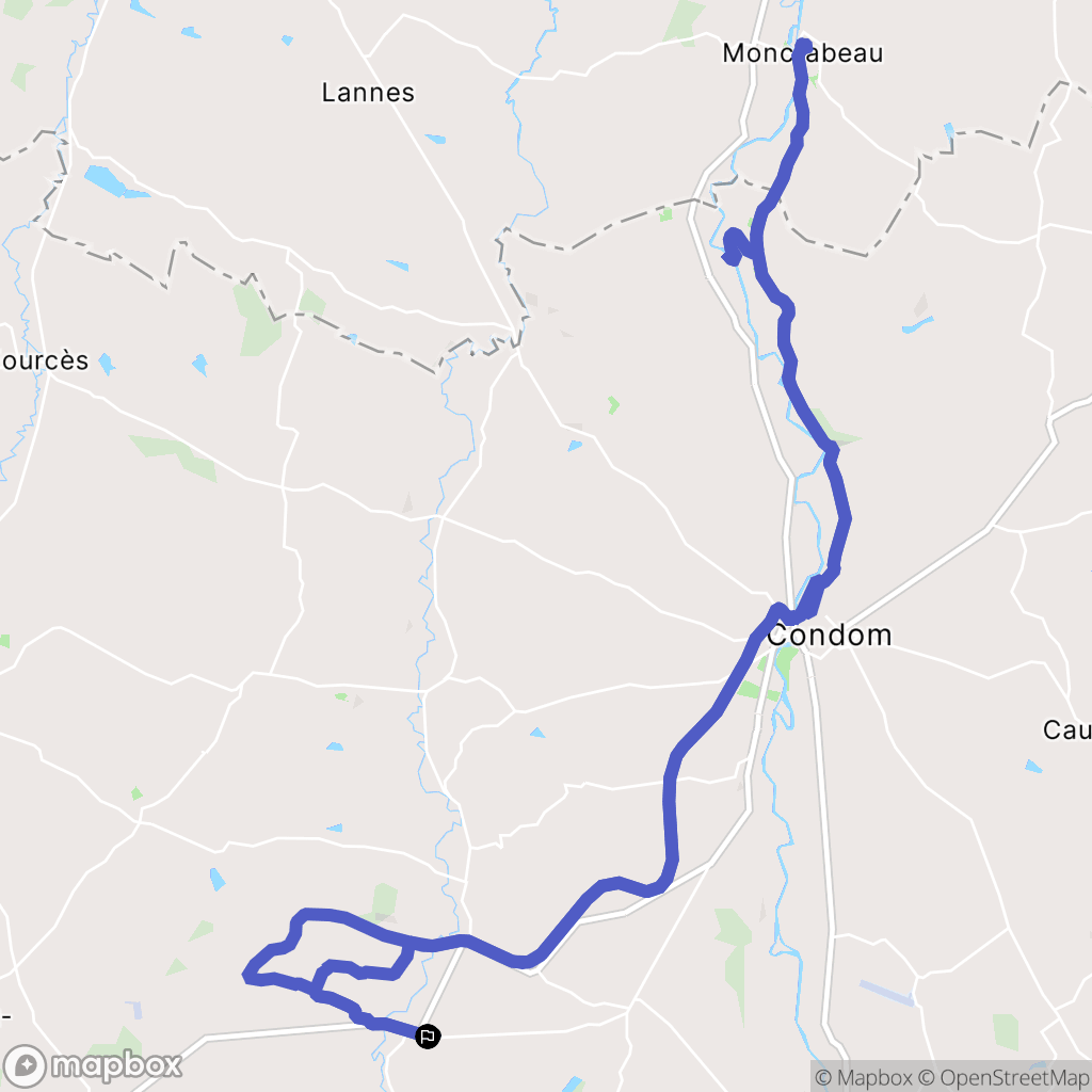 Mouchan : carte du parcours de randonnée - France
