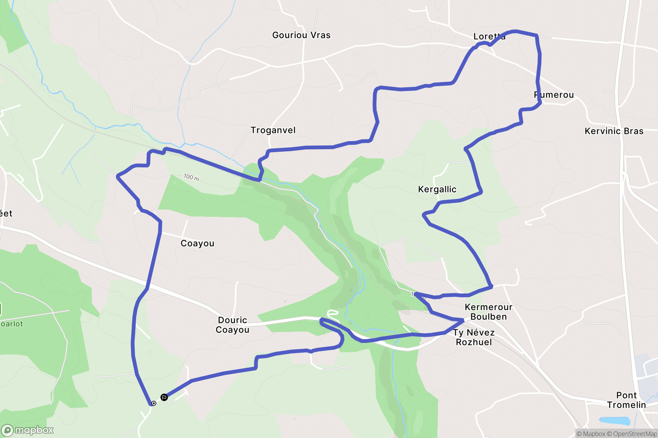 Bannalec : carte du parcours de randonnée - France