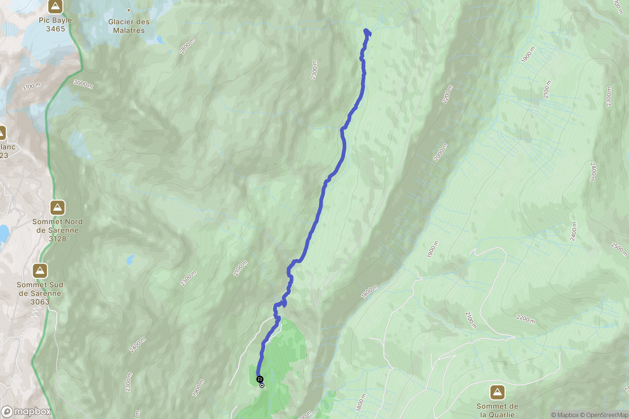 Clavans-en-Haut-Oisans : carte du parcours de randonnée - France
