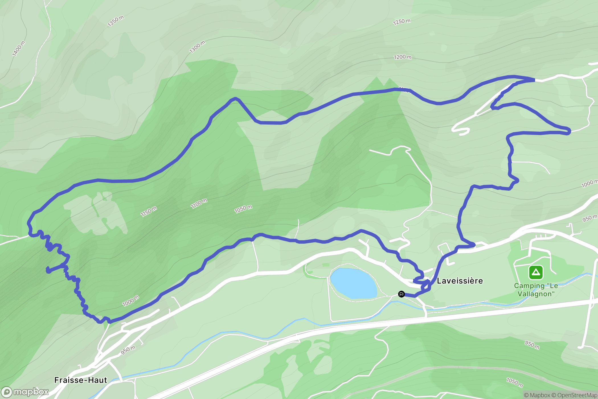 Laveissière : carte du parcours de randonnée - France