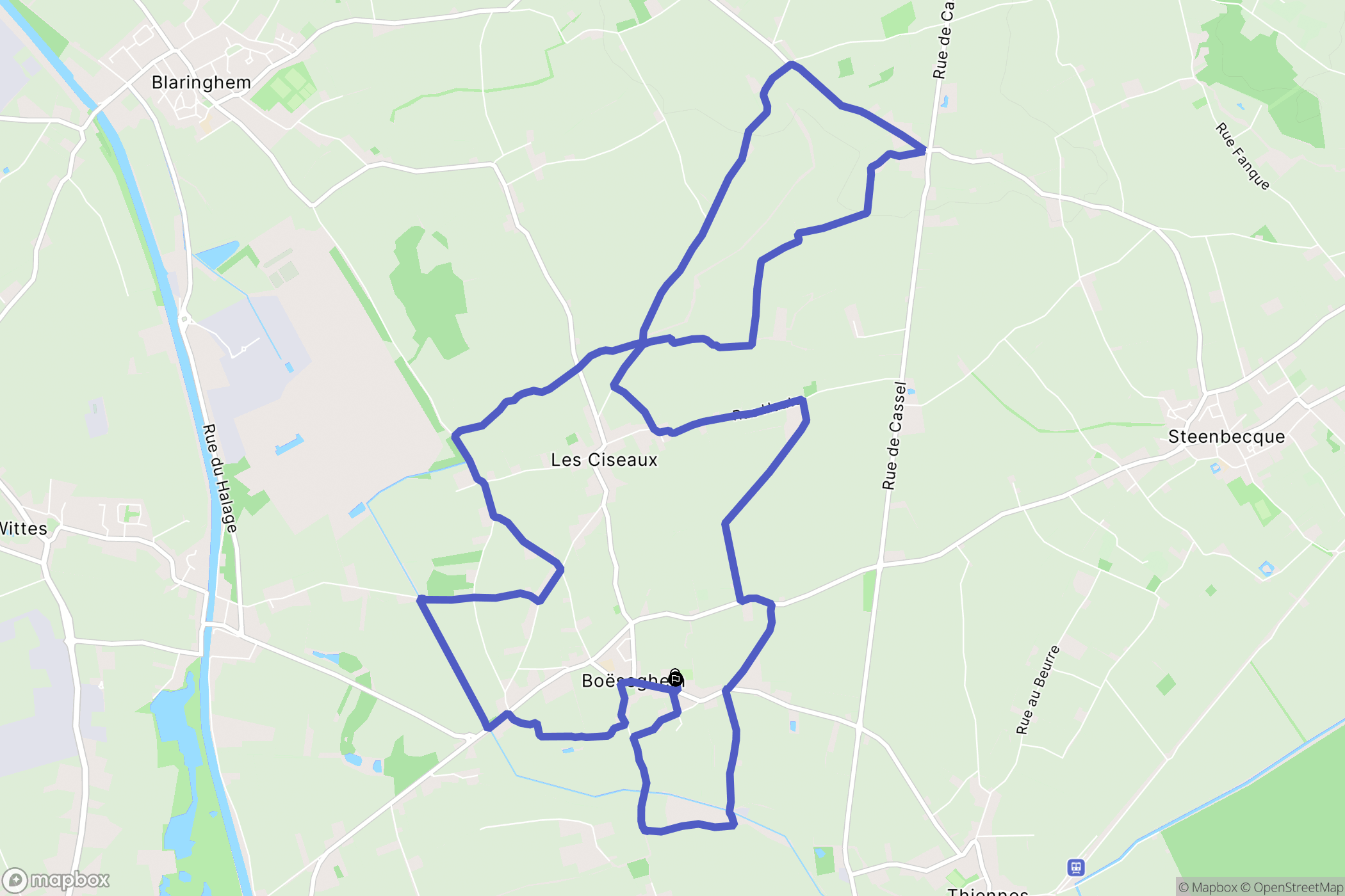 Boëseghem : carte du parcours de randonnée - France