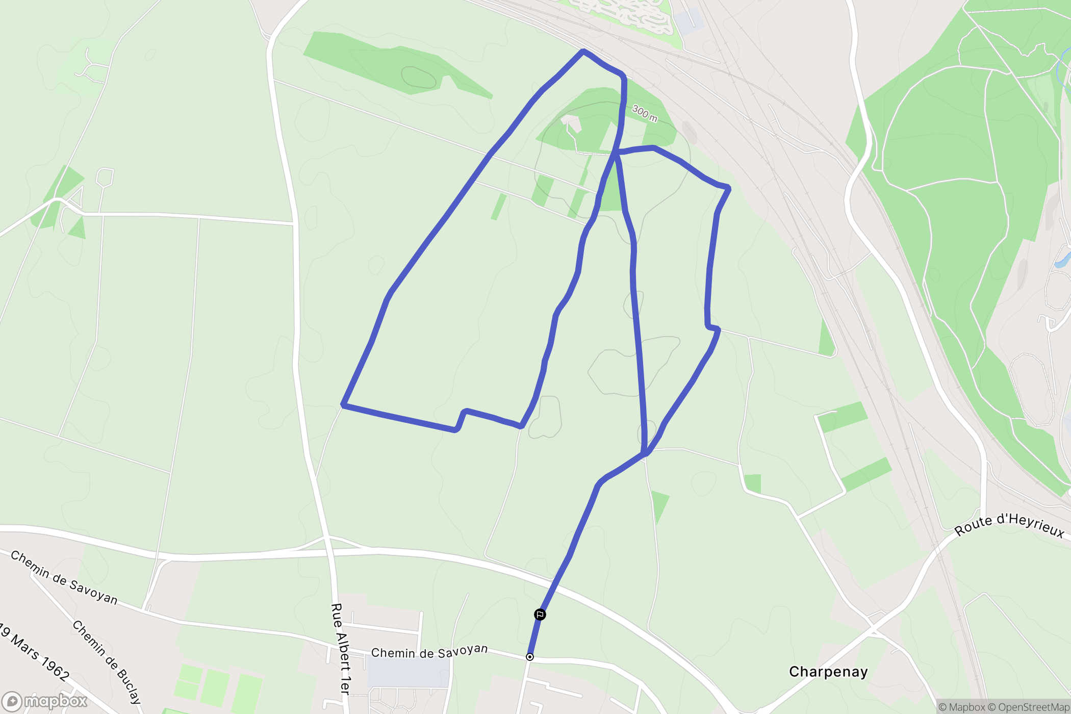 Heyrieux : carte du parcours de randonnée - France