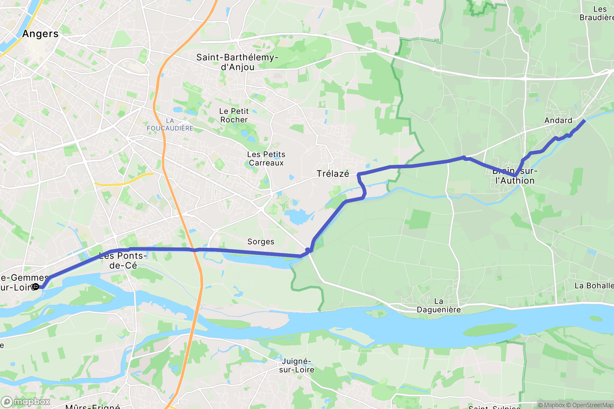 Sainte-Gemmes-sur-Loire : carte du parcours de randonnée - France