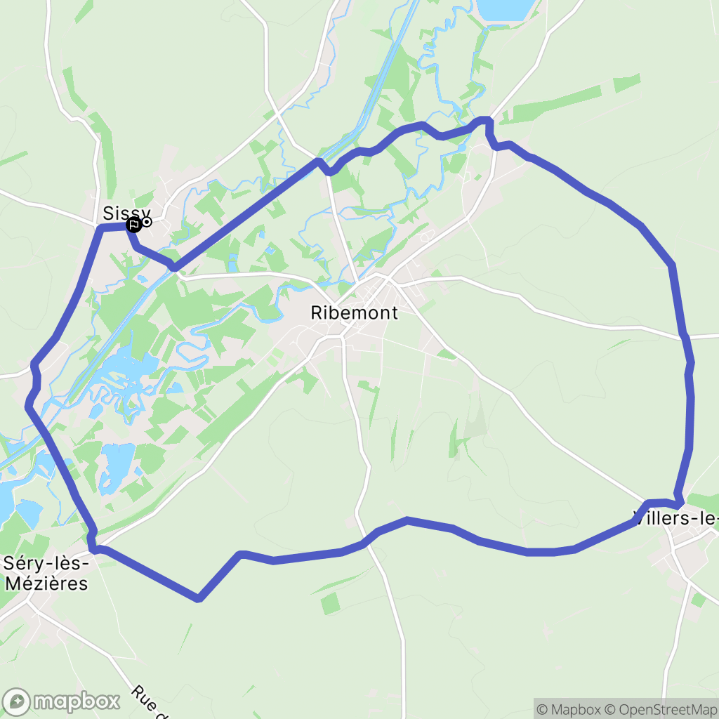 Sissy : carte du parcours de randonnée - France