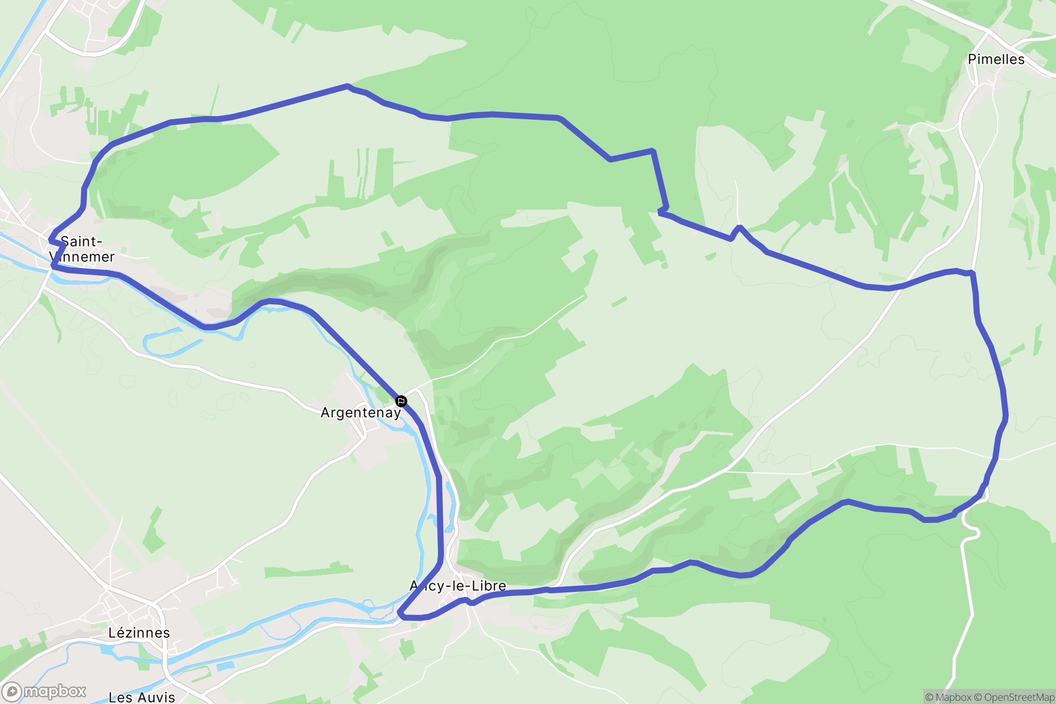 Argentenay : carte du parcours de randonnée - France