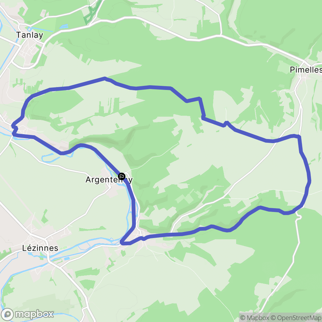 Argentenay : carte du parcours de randonnée - France