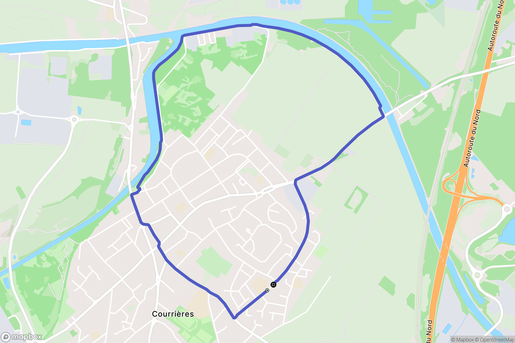 Courrières : carte du parcours de randonnée - France