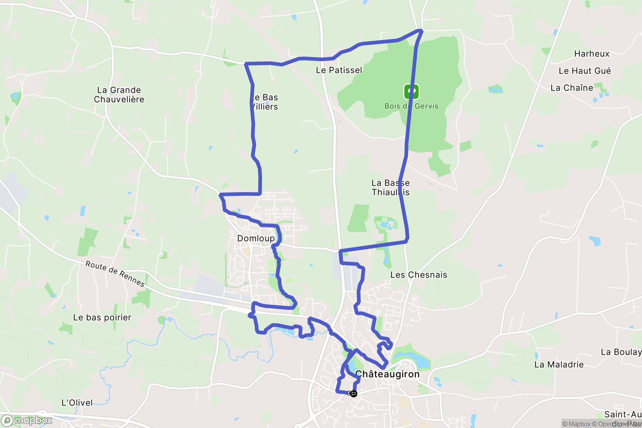 Châteaugiron : carte du parcours de randonnée - France