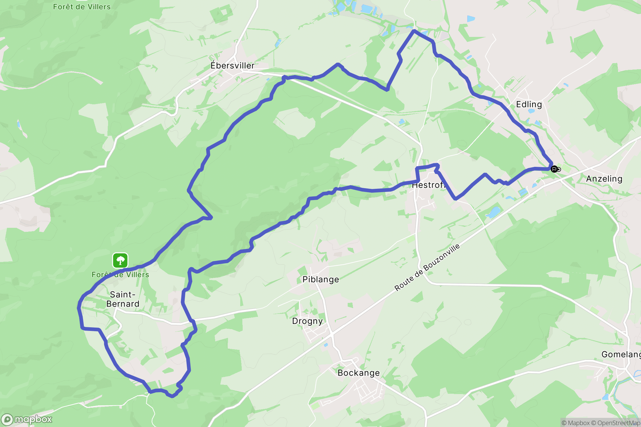 Anzeling : carte du parcours de randonnée - France