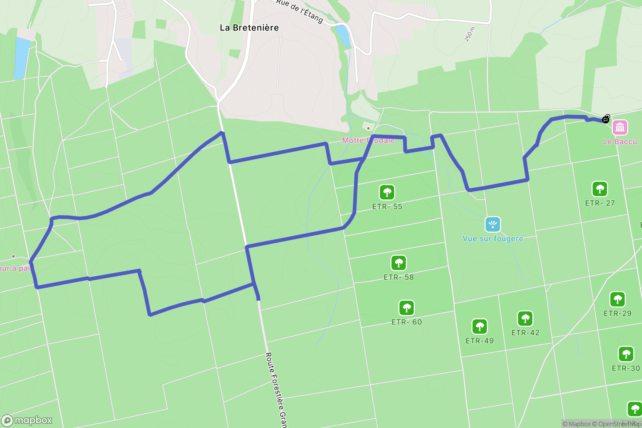 Étrepigney : carte du parcours de randonnée - France