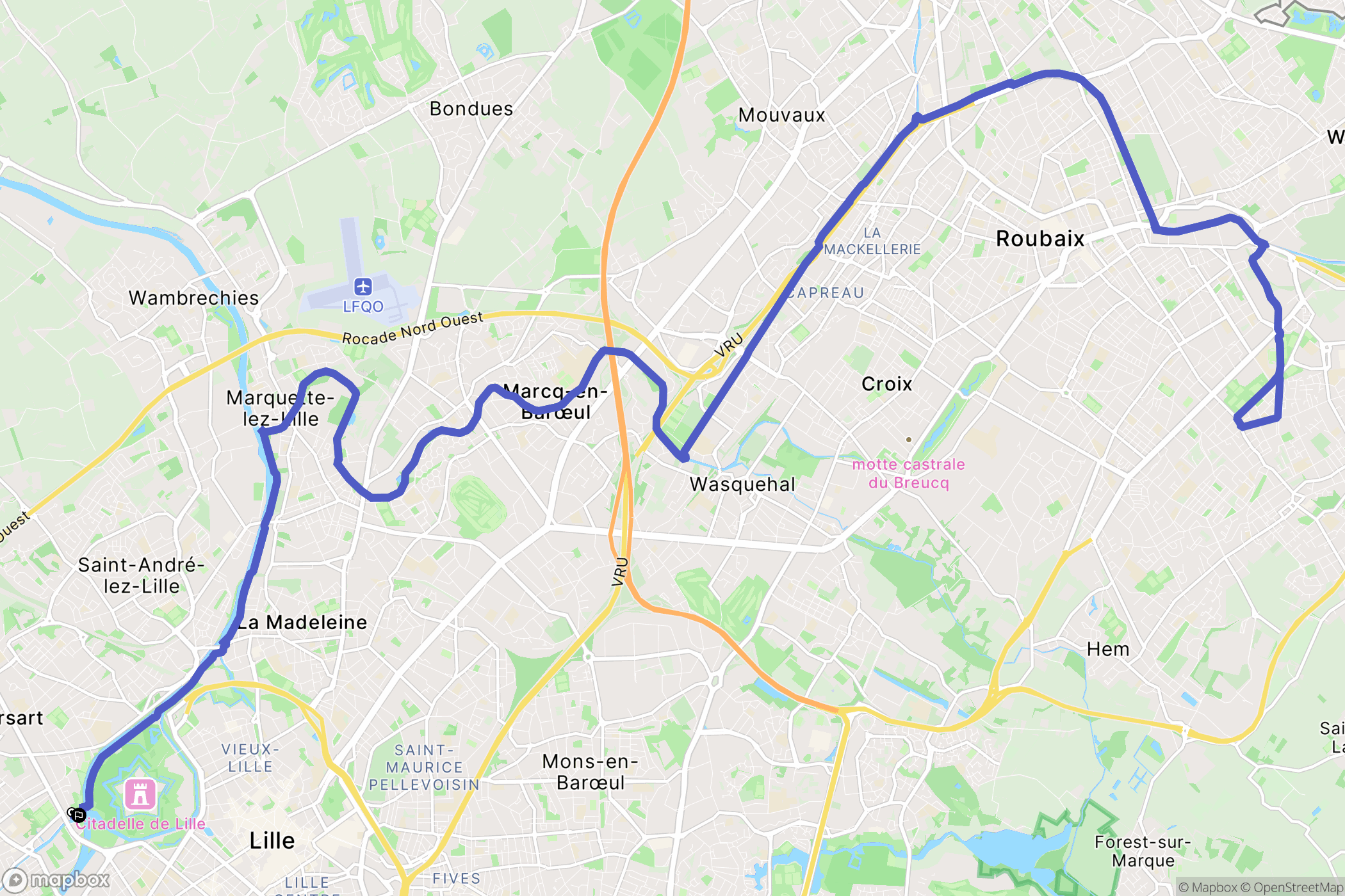Lambersart : carte du parcours de randonnée - France