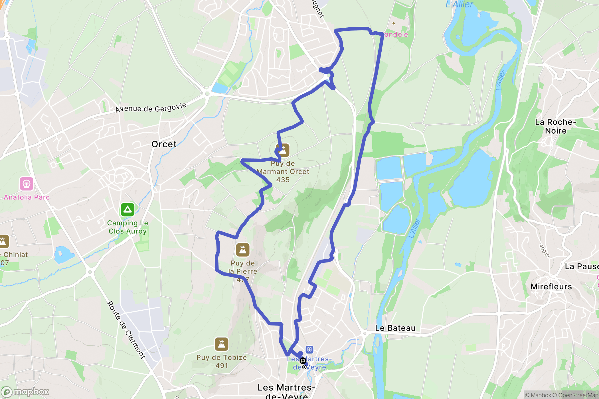 Les Martres-de-Veyre : carte du parcours de randonnée - France
