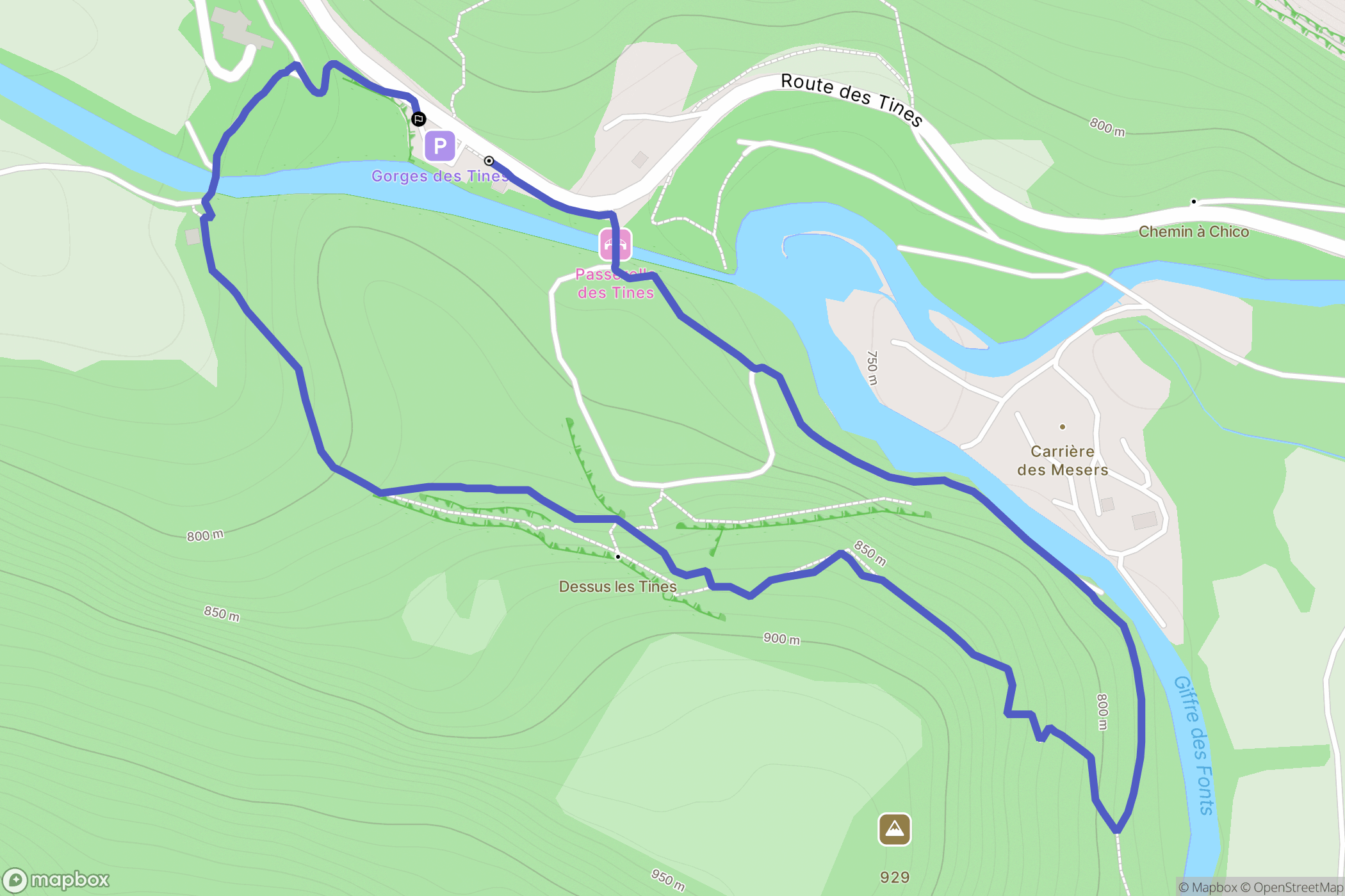 Sixt-Fer-à-Cheval : carte du parcours de randonnée - France