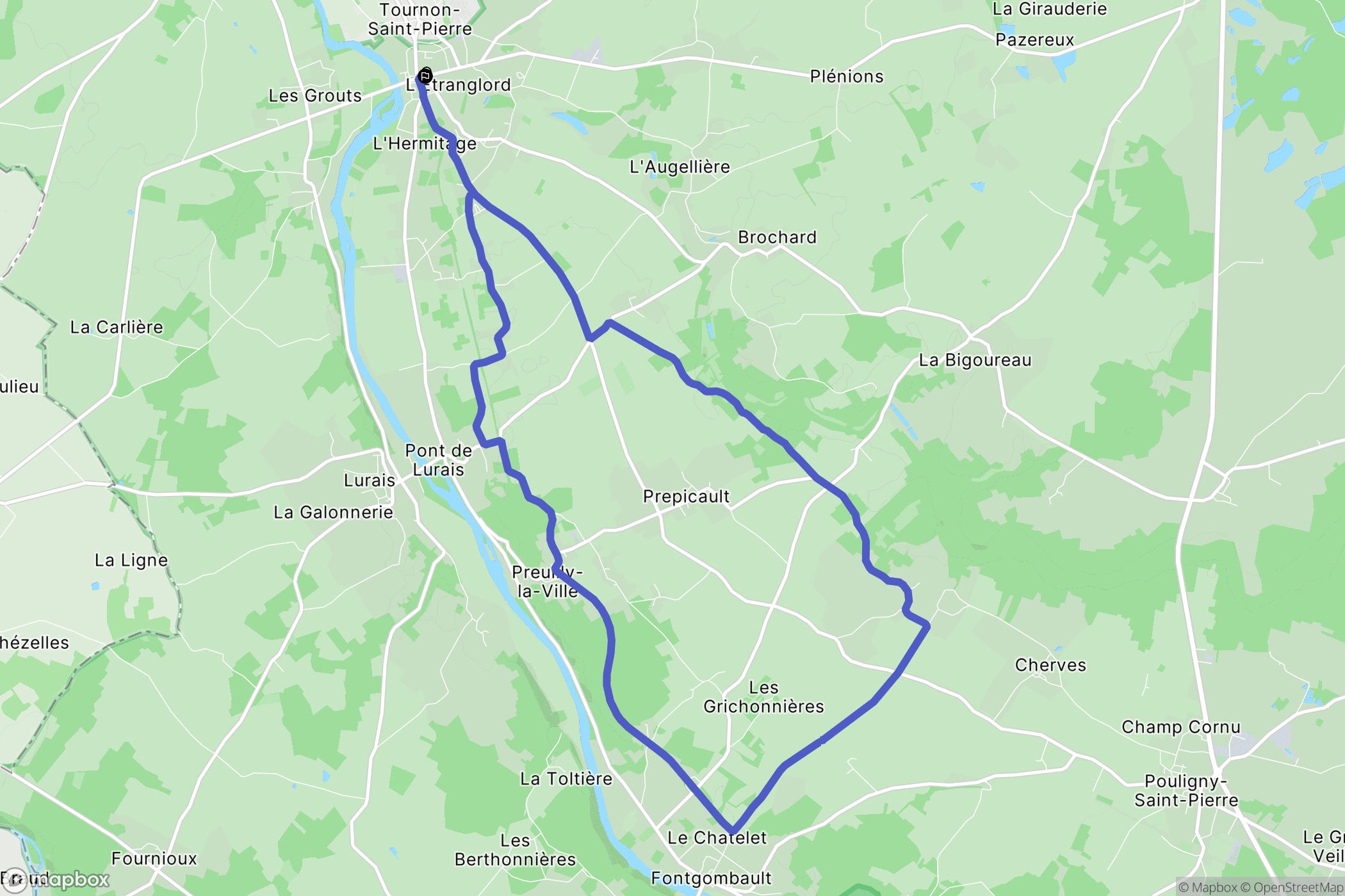 Tournon-Saint-Martin : carte du parcours de randonnée - France