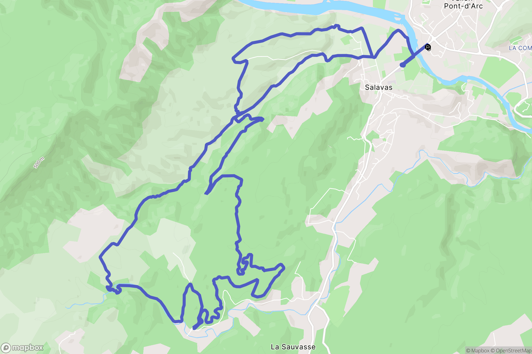 Vallon-Pont-d'Arc : carte du parcours de randonnée - France