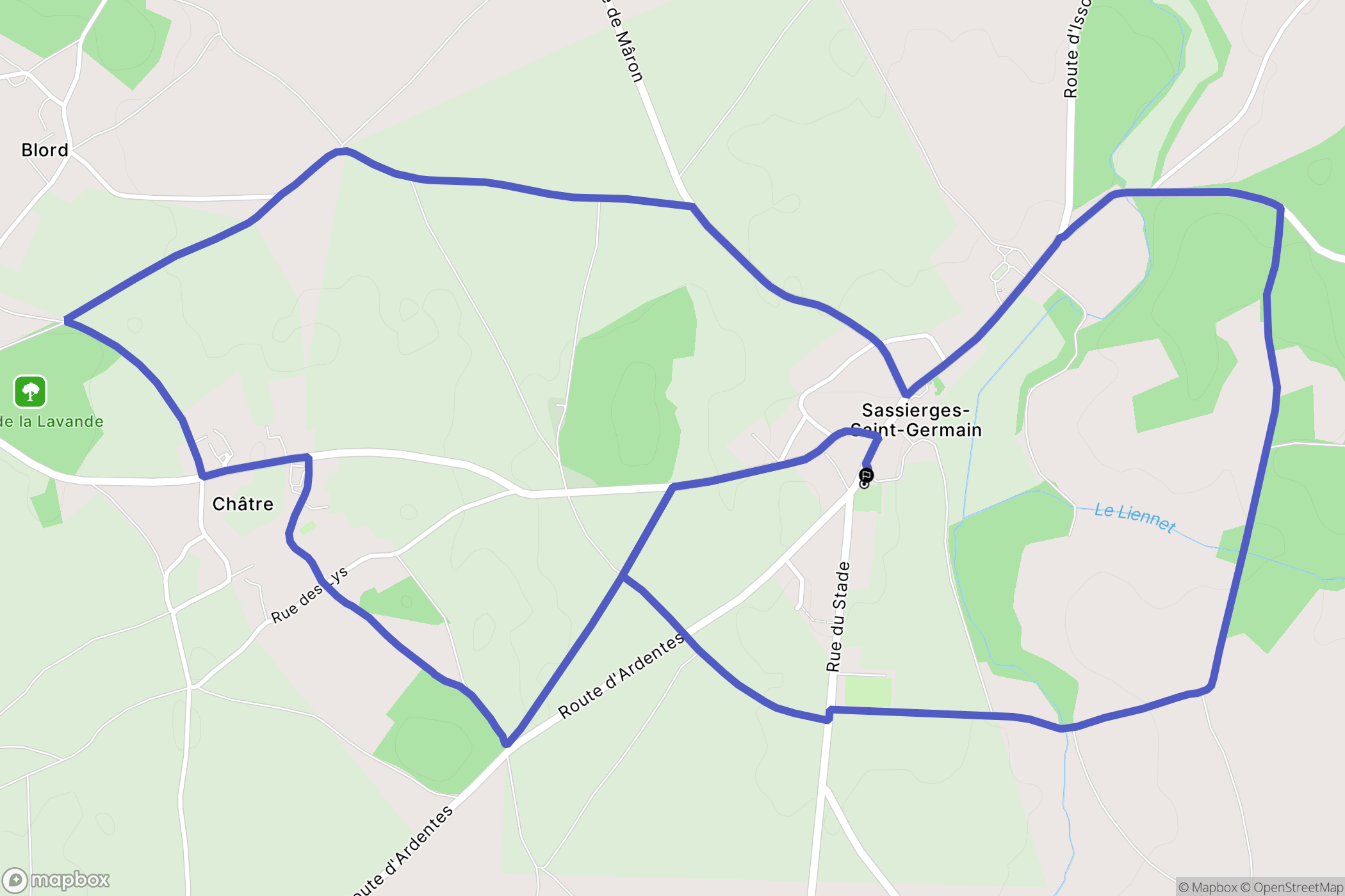 Sassierges-Saint-Germain : carte du parcours de randonnée - France