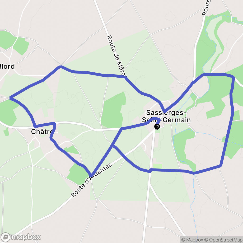 Sassierges-Saint-Germain : carte du parcours de randonnée - France