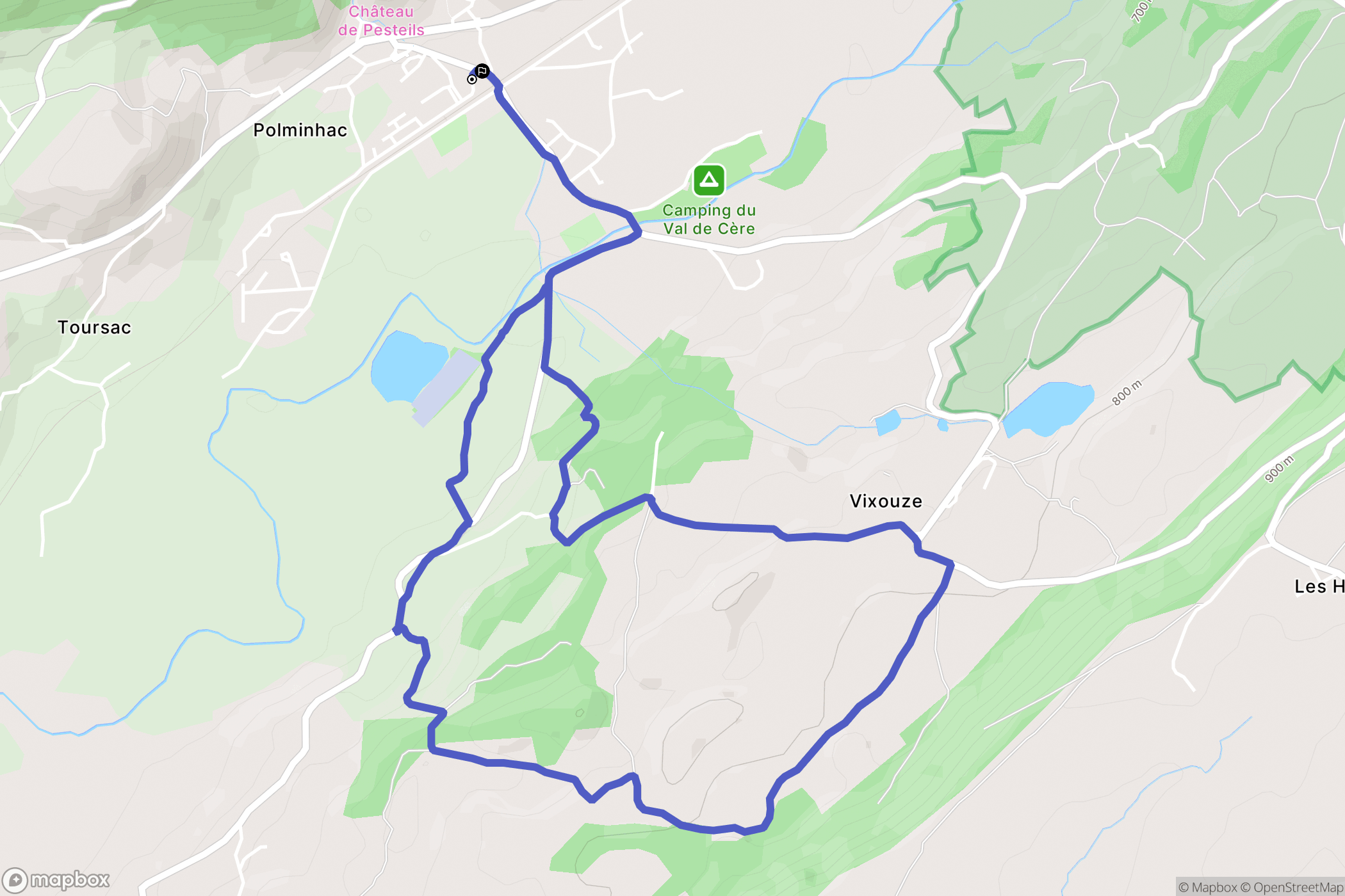 Polminhac : carte du parcours de randonnée - France
