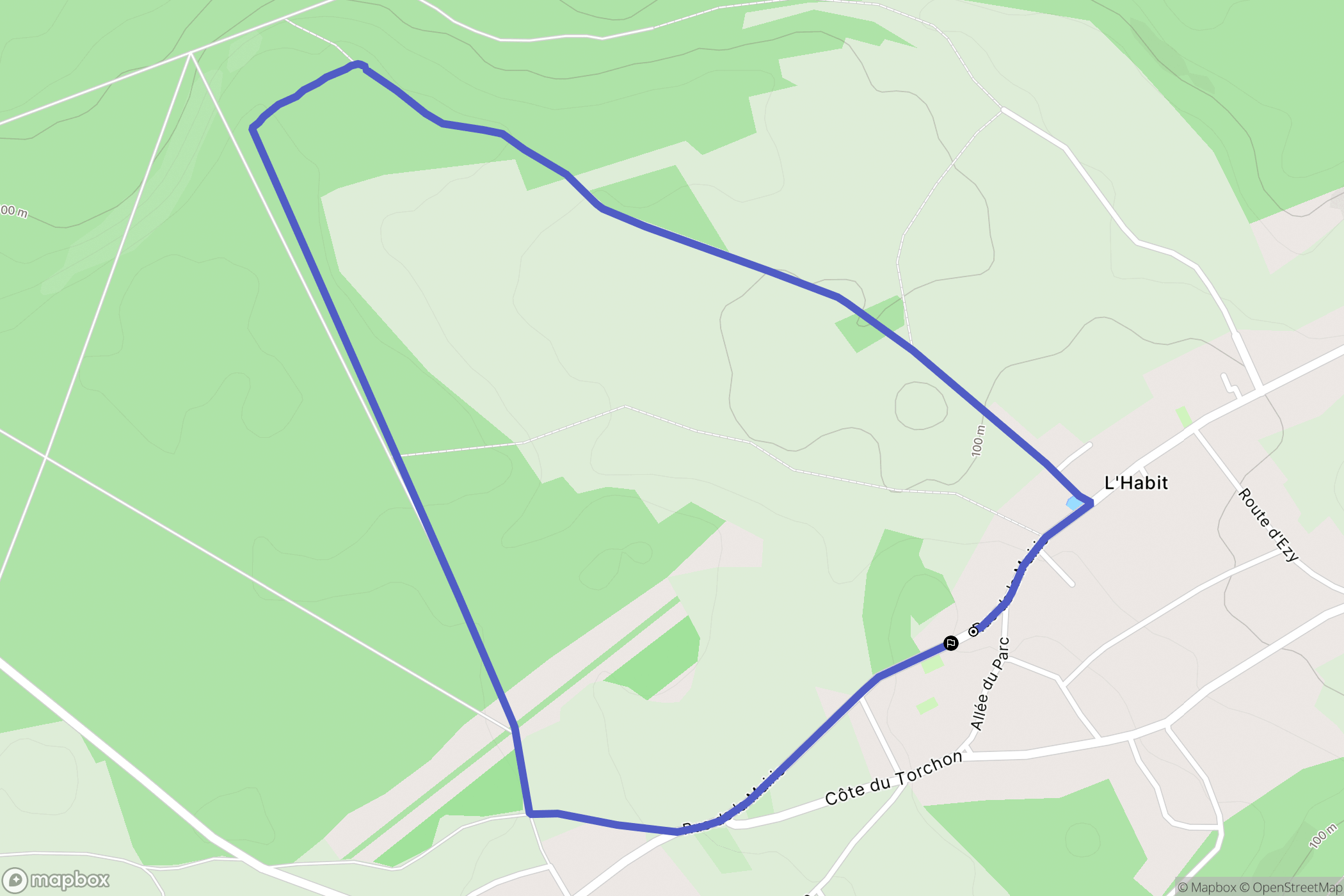 Le L'habit : carte du parcours de randonnée - France