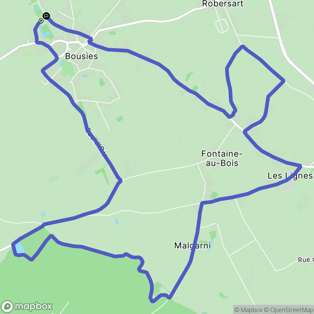 Bousies : carte du parcours de randonnée - France