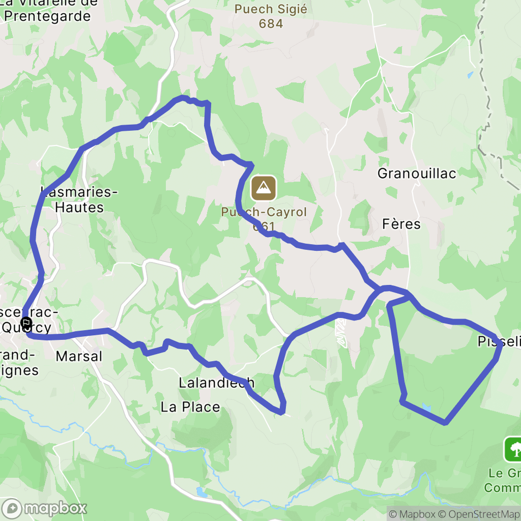 Sousceyrac-en-Quercy : carte du parcours de randonnée - France