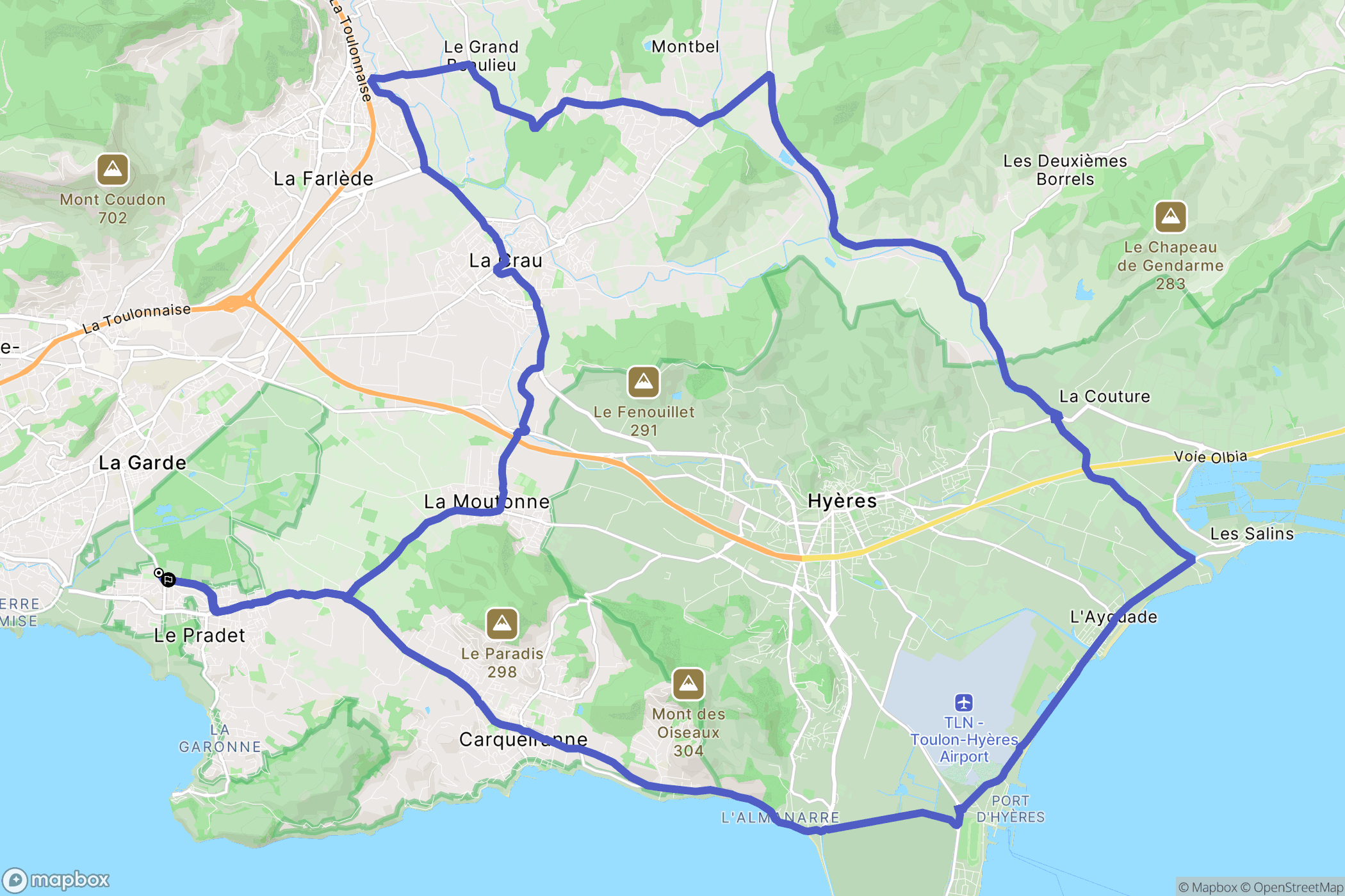 Le Pradet : carte du parcours de randonnée - France
