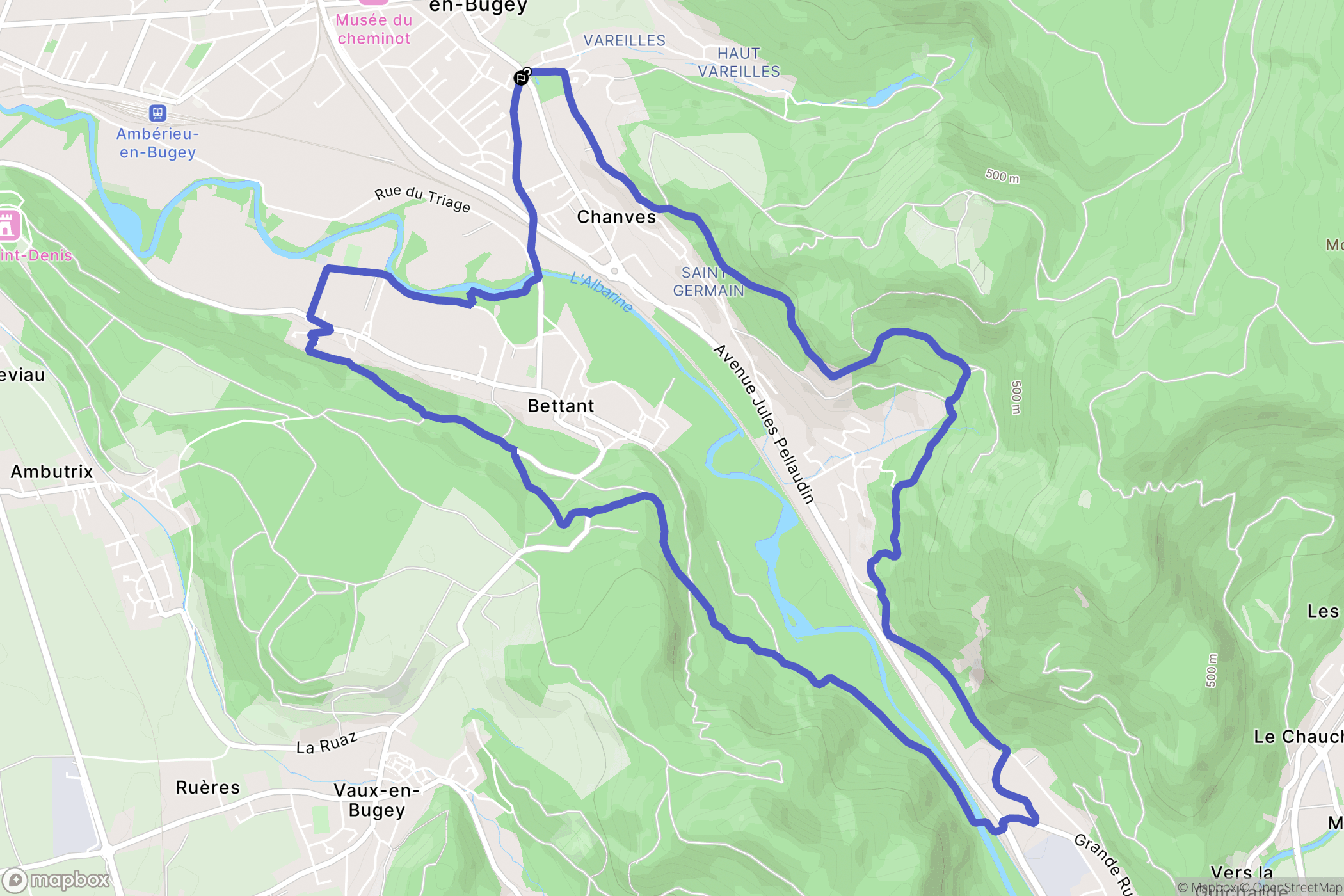 Ambérieu-en-Bugey : carte du parcours de randonnée - France
