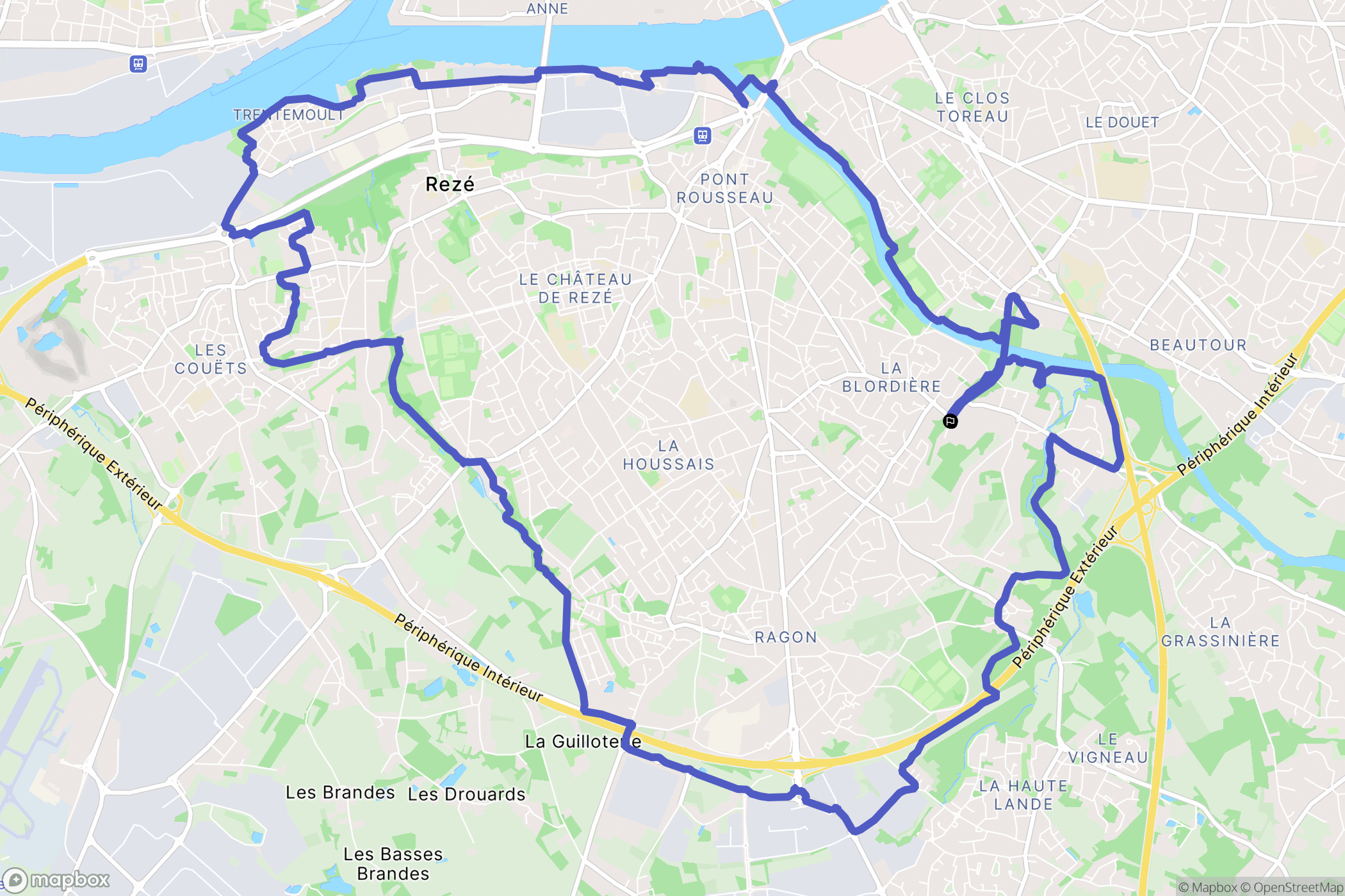 Rezé : carte du parcours de randonnée - France