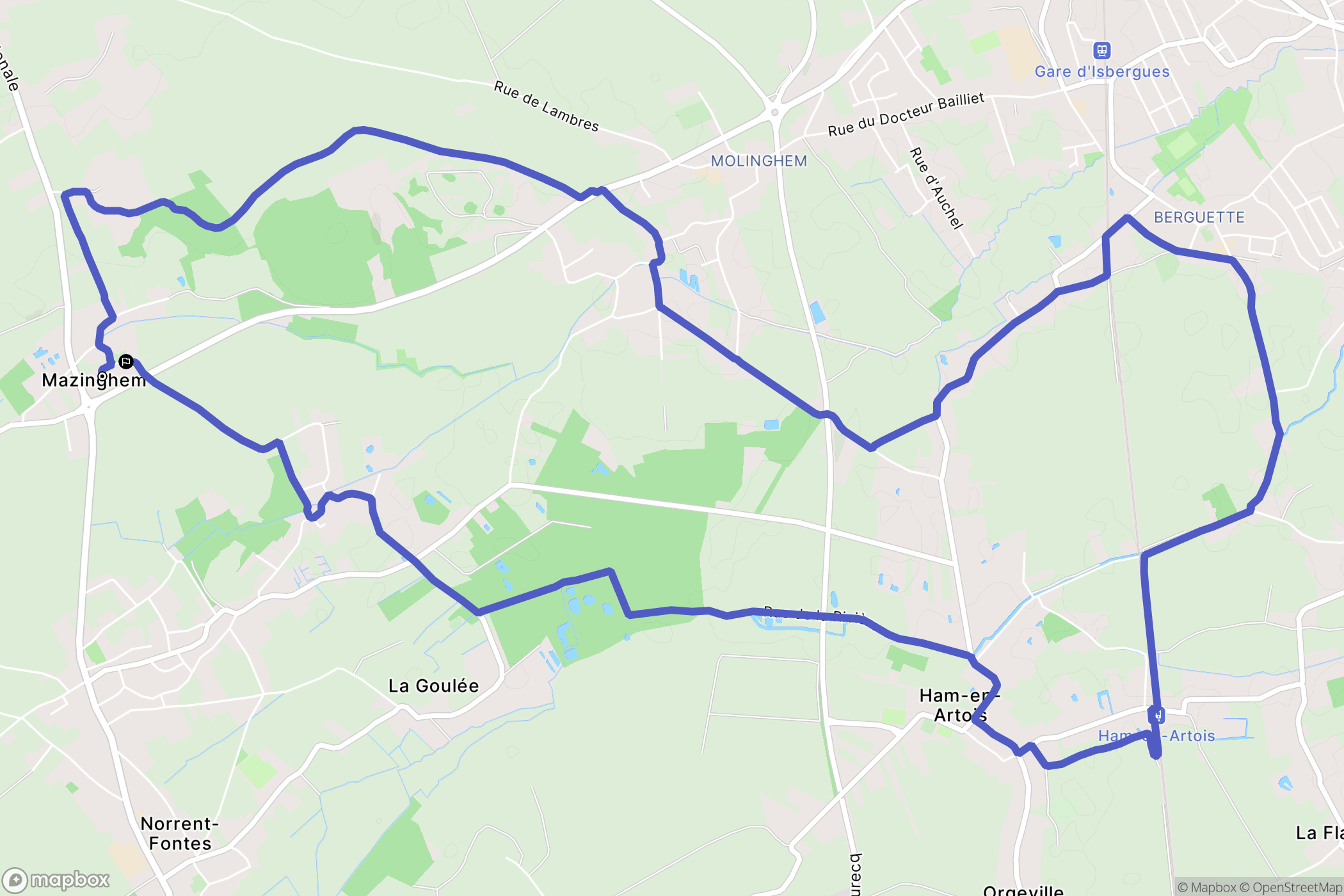Mazinghem : carte du parcours de randonnée - France