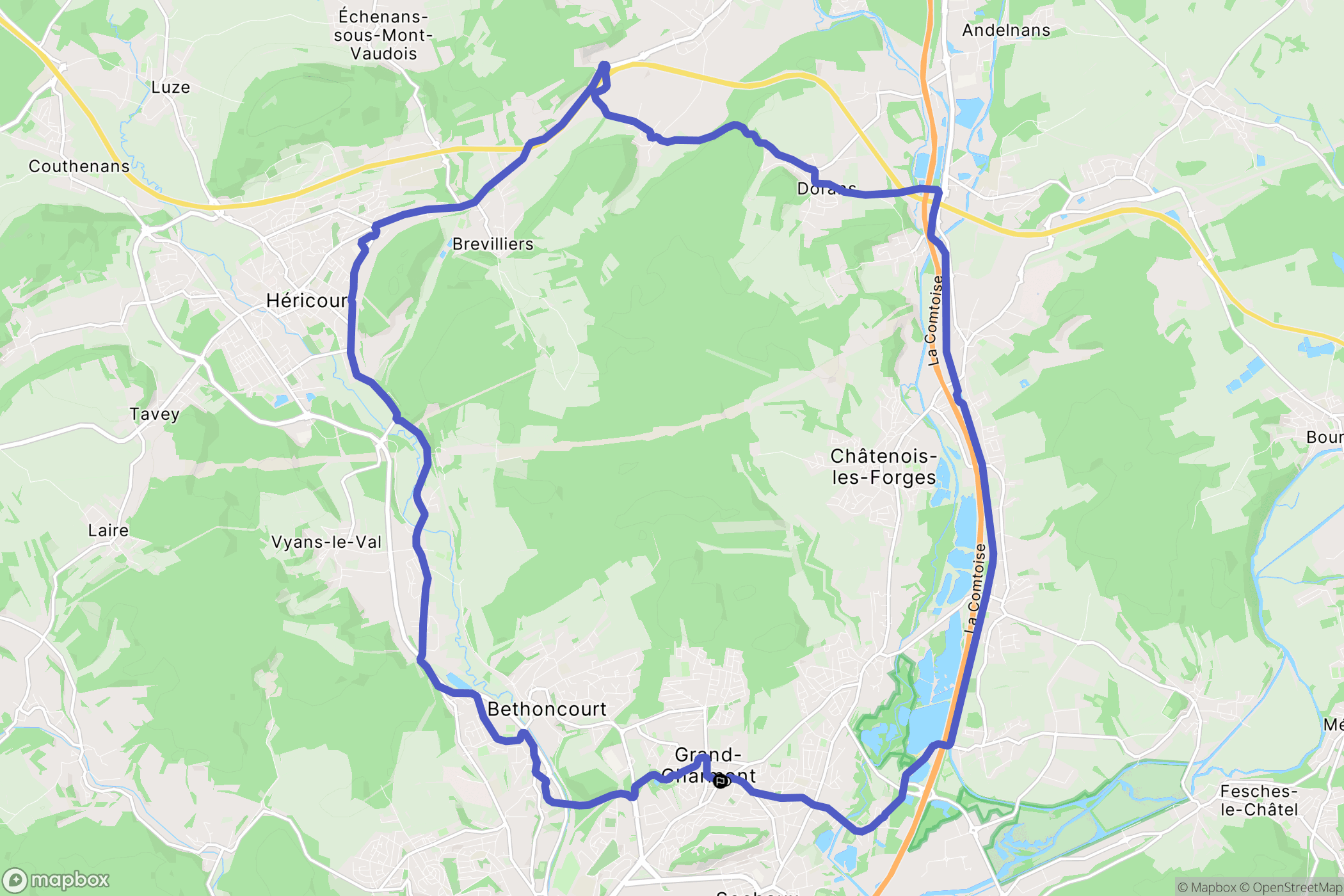 Grand-Charmont : carte du parcours de randonnée - France
