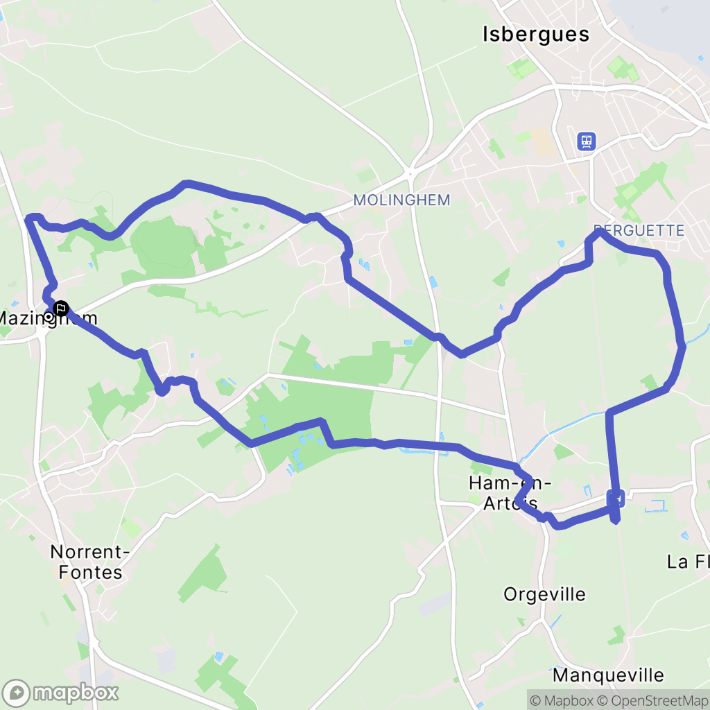 Mazinghem : carte du parcours de randonnée - France