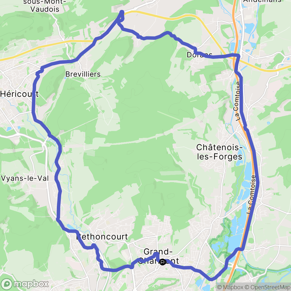 Grand-Charmont : carte du parcours de randonnée - France