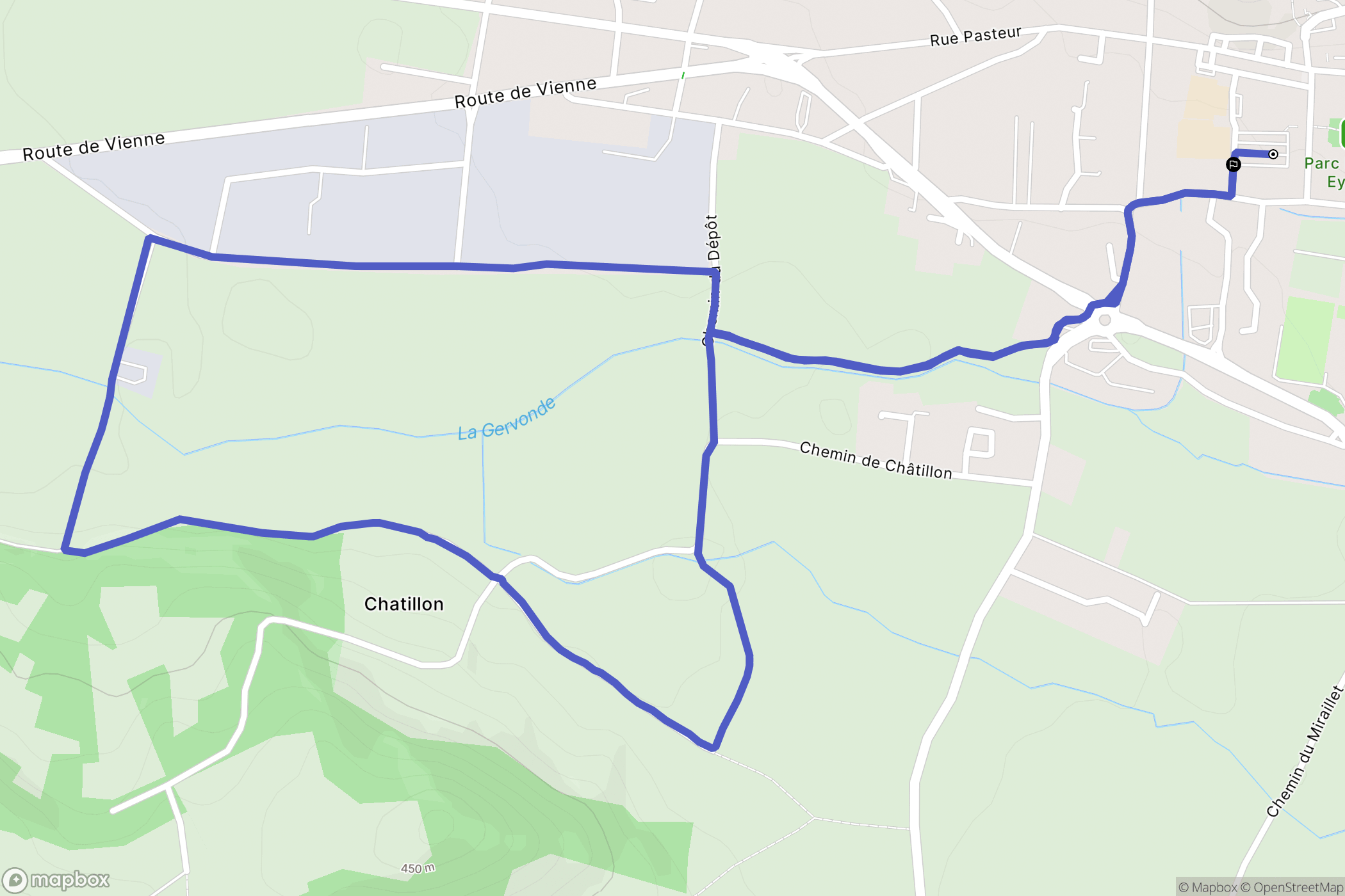 Saint-Jean-de-Bournay : carte du parcours de randonnée - France