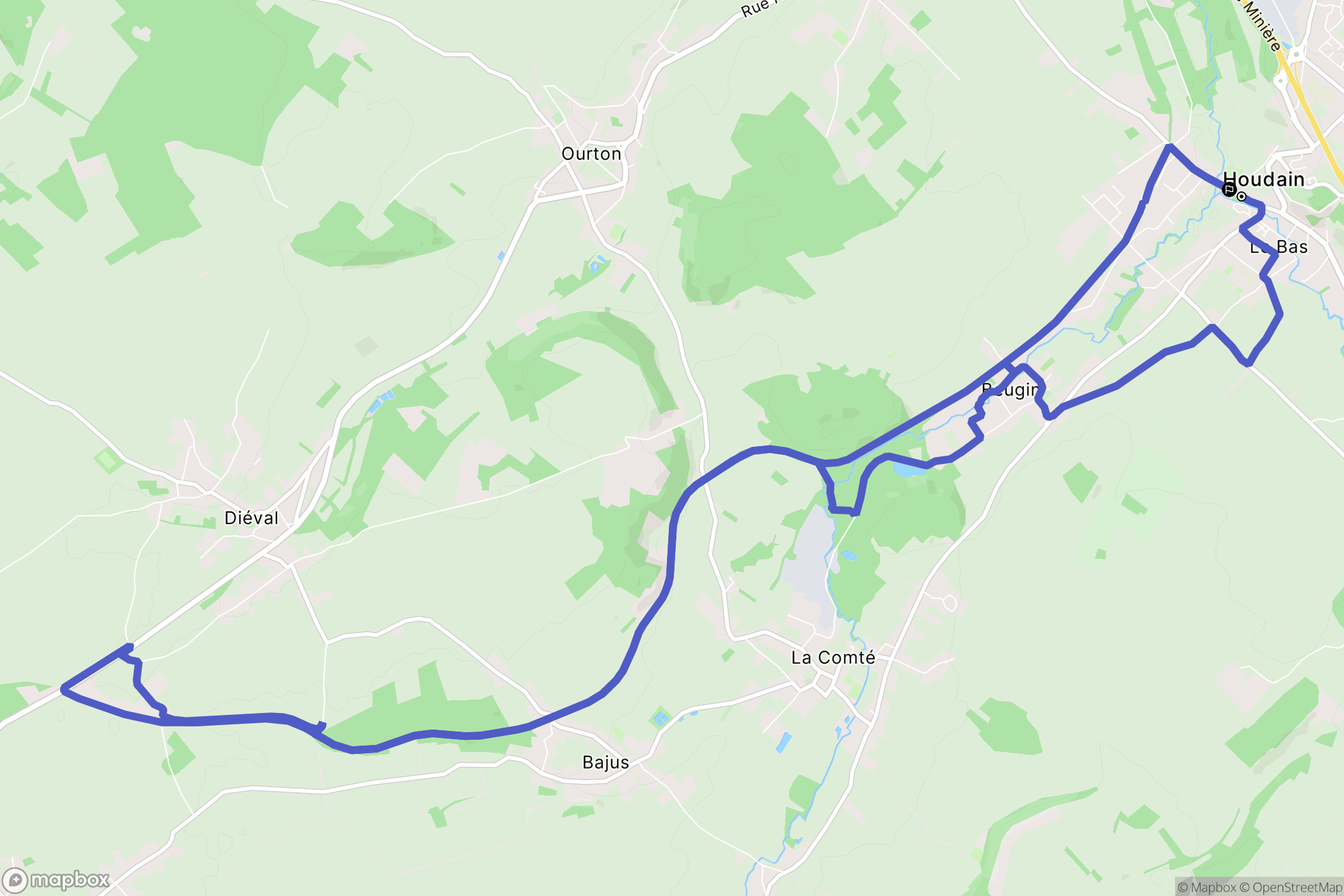 Houdain : carte du parcours de randonnée - France