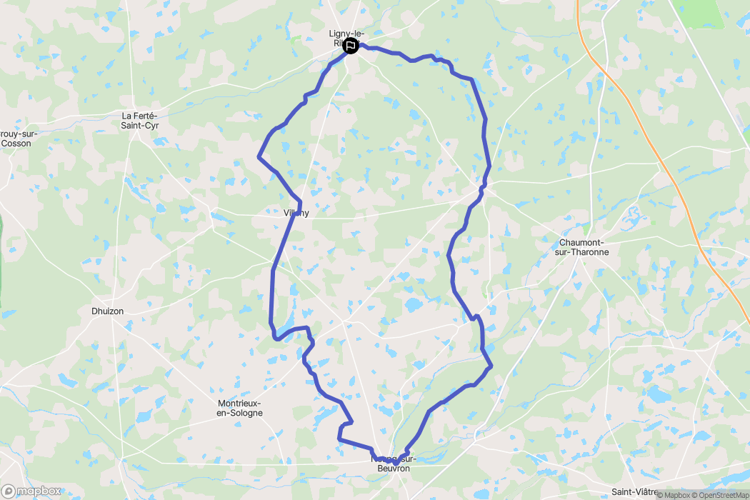 Ligny-le-Ribault : carte du parcours de randonnée - France