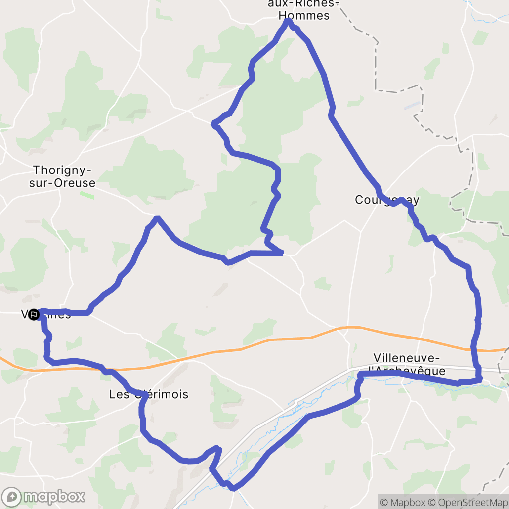 Voisines : carte du parcours de randonnée - France
