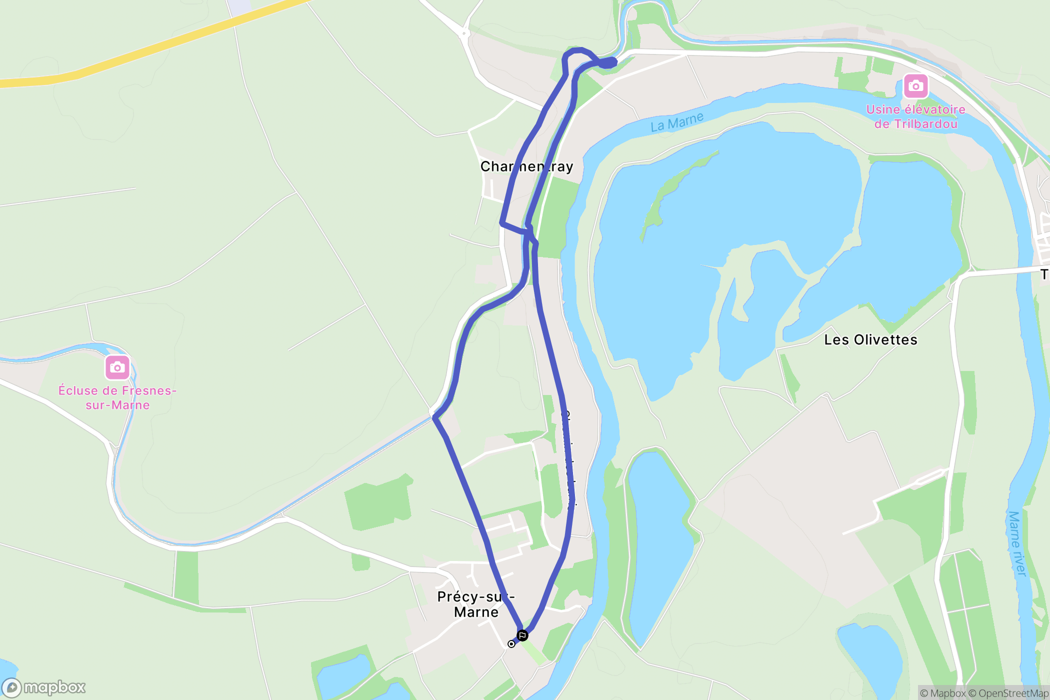 Précy-sur-Marne : carte du parcours de randonnée - France