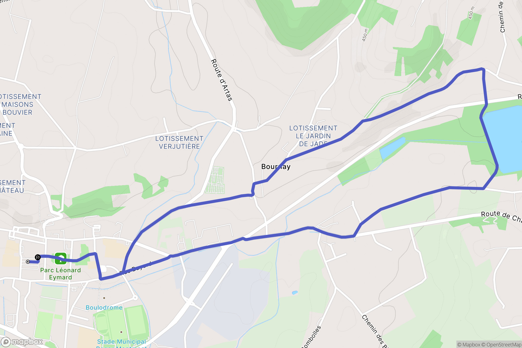 Saint-Jean-de-Bournay : carte du parcours de randonnée - France