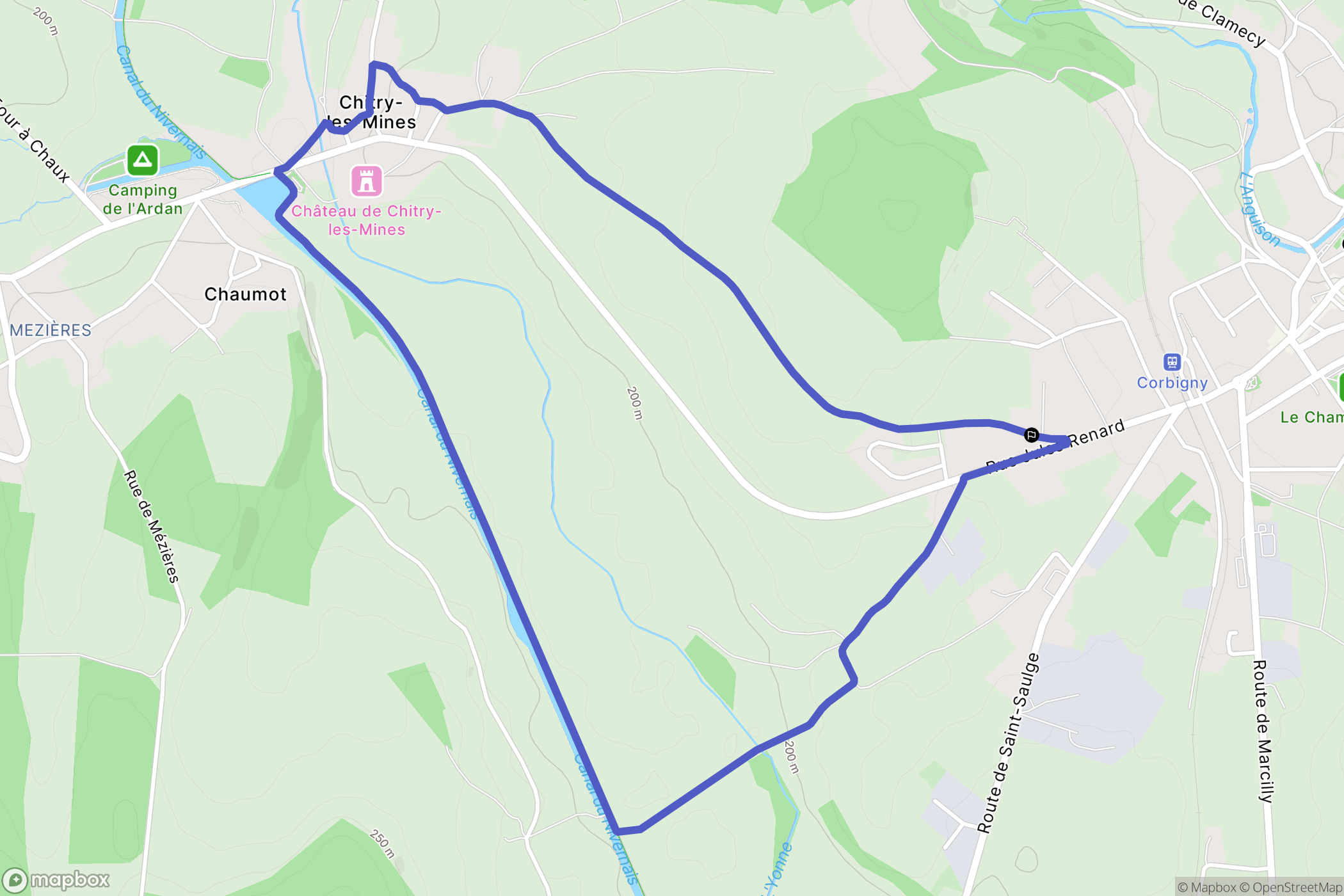 Corbigny : carte du parcours de randonnée - France