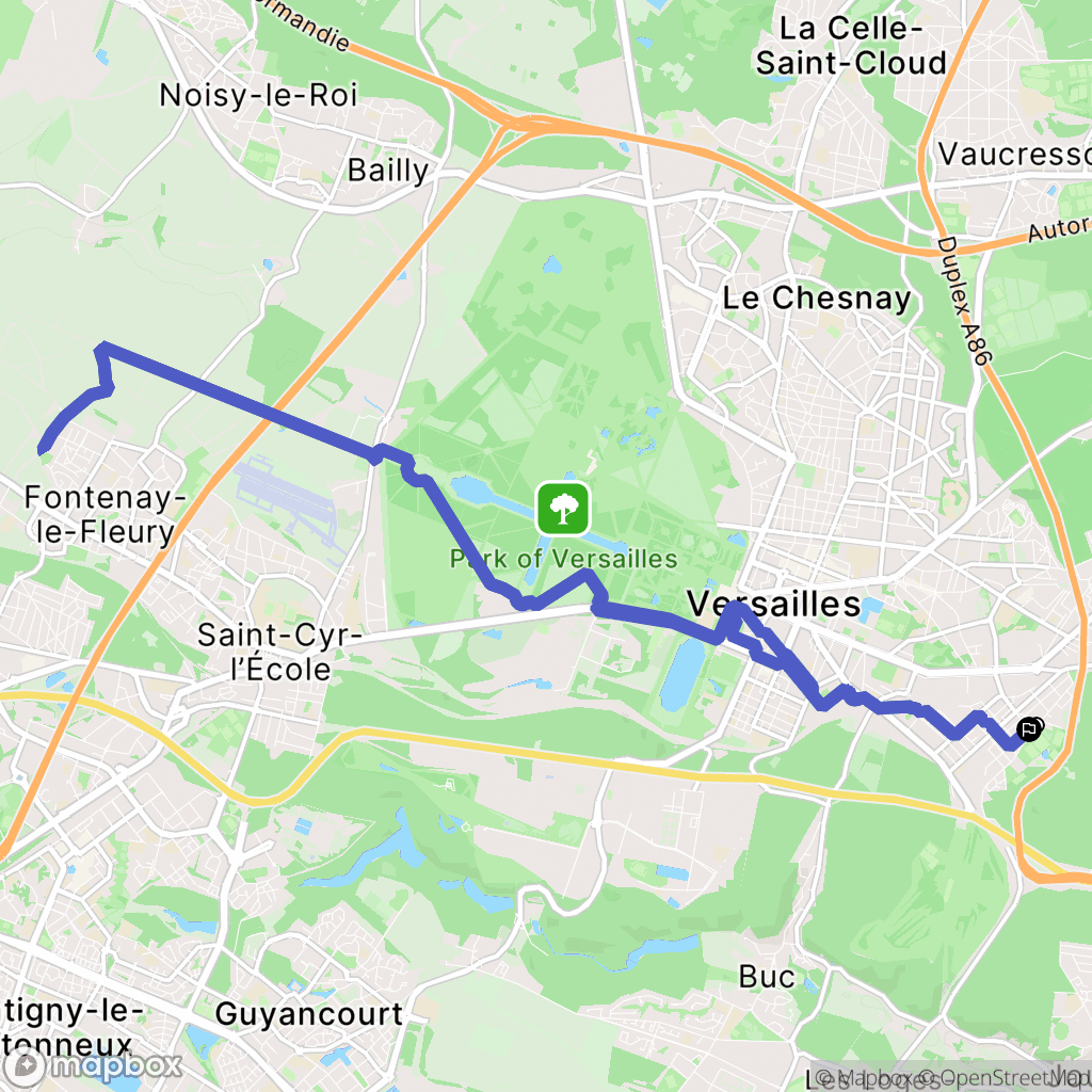 Versailles : carte du parcours de randonnée - France