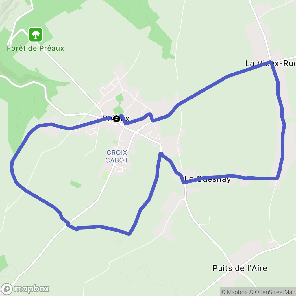 Preaux : carte du parcours de randonnée - France