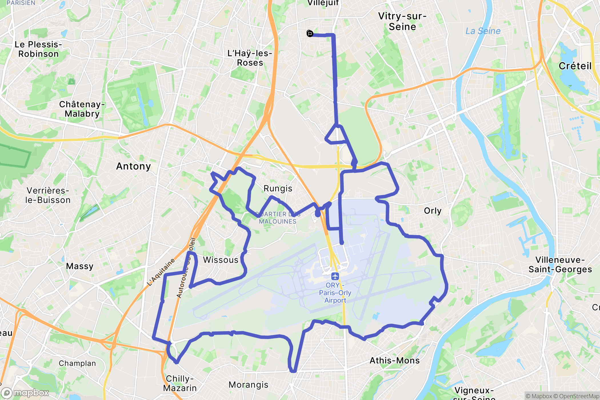 Villejuif : carte du parcours de randonnée - France