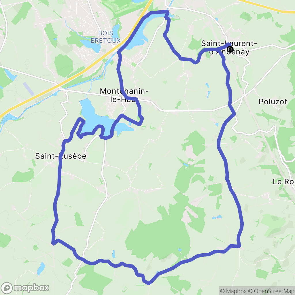 Saint-Laurent-d'Andenay : carte du parcours de randonnée - France