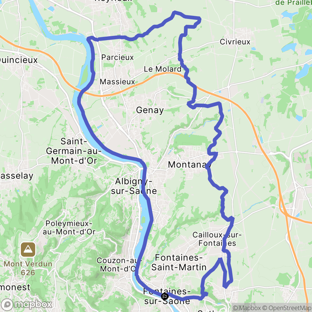 Fontaines-sur-Saône : carte du parcours de randonnée - France