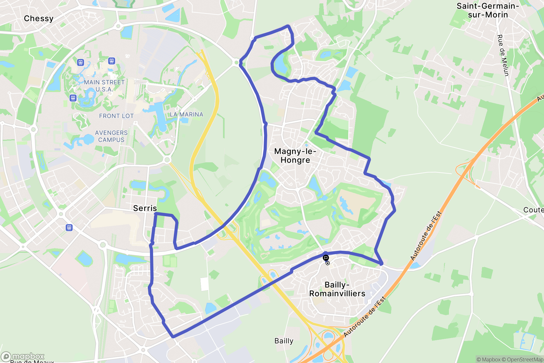 Bailly-Romainvilliers : carte du parcours de randonnée - France