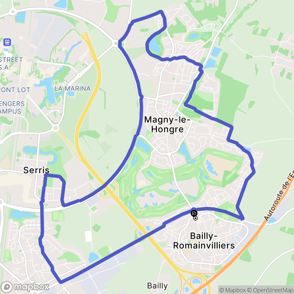 Bailly-Romainvilliers : carte du parcours de randonnée - France