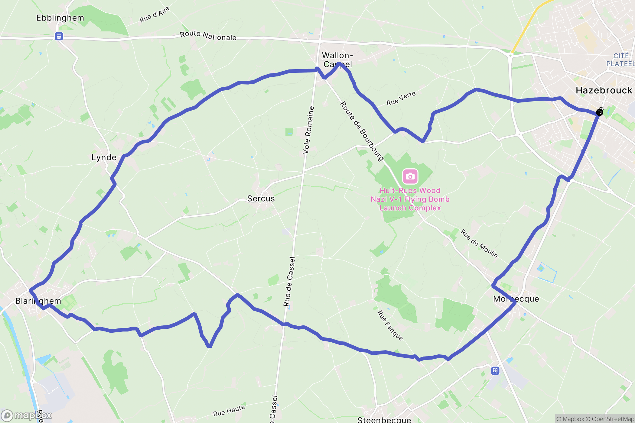 Hazebrouck : carte du parcours de randonnée - France