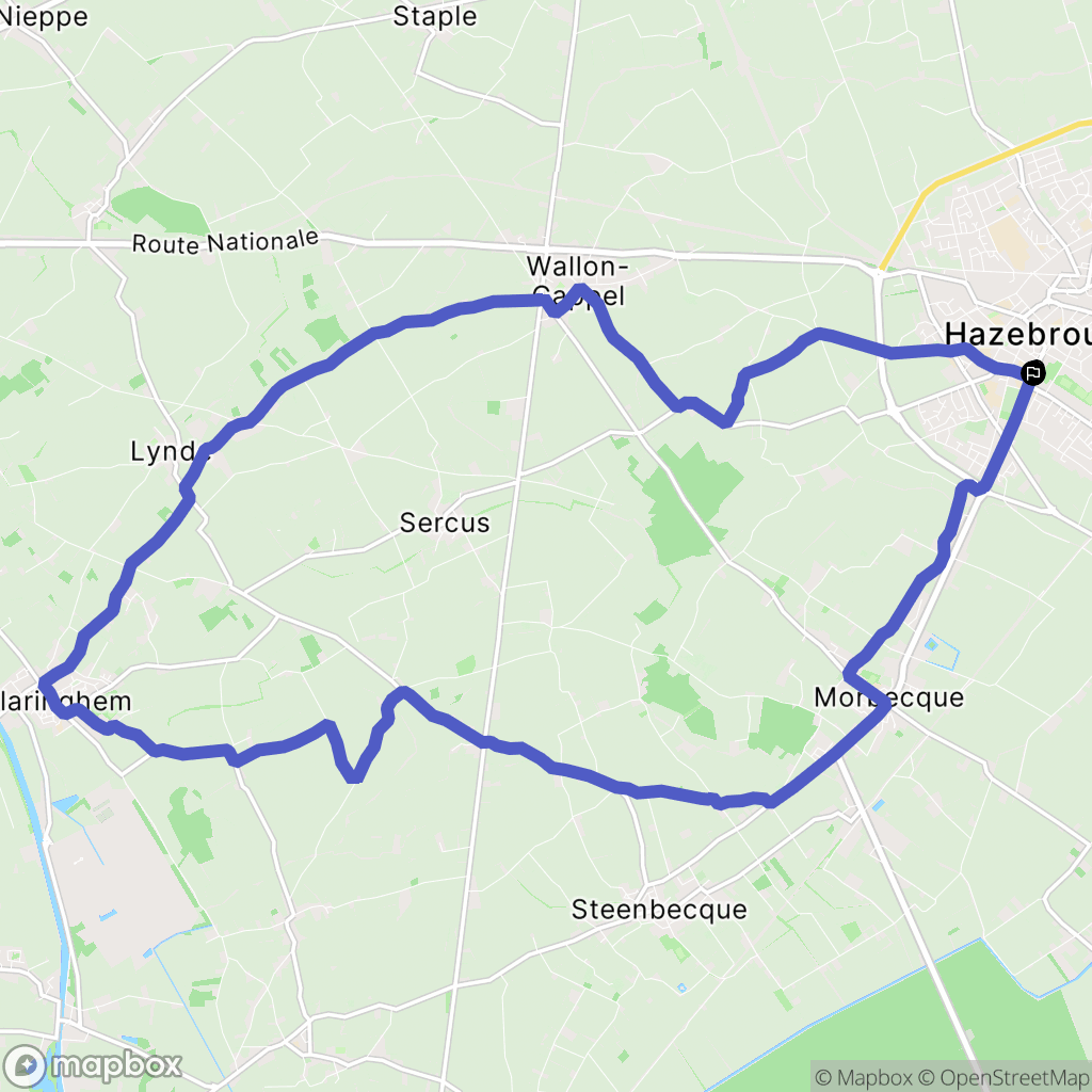 Hazebrouck : carte du parcours de randonnée - France
