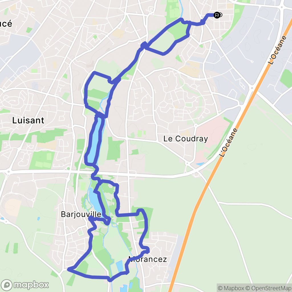 Chartres : carte du parcours de randonnée - France